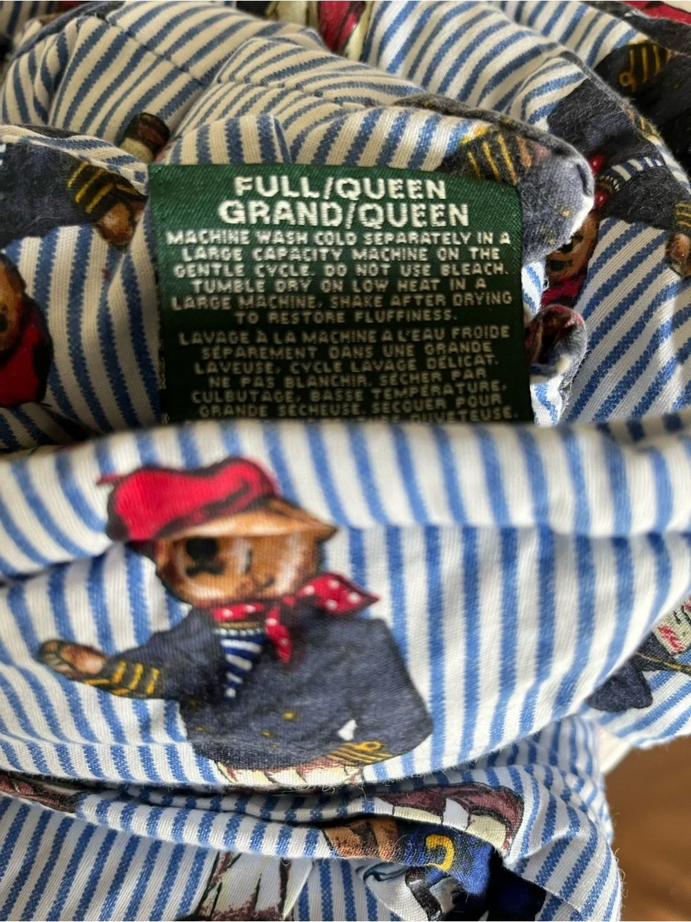 Blue Polo Ralph Lauren Bear Pattern Comforter - Classic Navy Design